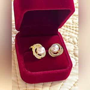 Vintage  Pearl Stud Earrings Simple Ear Jewelry For Women